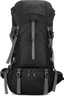 Image de Sac à dos de randonnée 70 litres, grand volume, pour le trekking, le camping & les voyages, noir, sac à dos outdoor pour hommes & femmes, sac à dos de trekking
