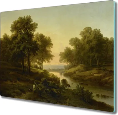 Produktbild von Coloray Küchenbrett Kochplattenabdeckung Hackbrett Schneidebrett Herdabdeckplatte 60x52 cm - Landschaft Fluss Wald Natur