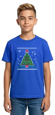 Produktbild von Spreadshirt Power Rangers Ugly Christmas Weihnachtsbaum Teenager T-Shirt, 152/164 (12-14 Jahre), Royalblau