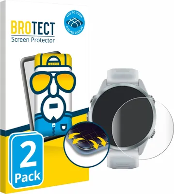 Produktbild von 2x BROTECT Fullscreen Schutzfolie für Garmin Forerunner 570 (42 mm) Displayschutz Folie Fullcover Klar Transparent