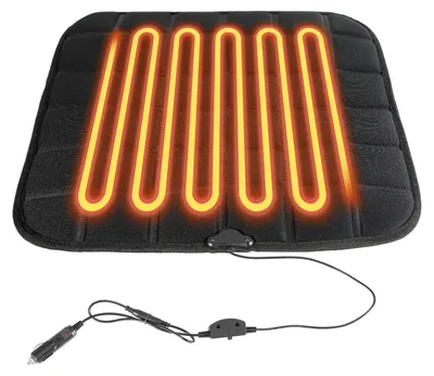 Productafbeelding van Eikuavons verwarmde zitkussens, 12V, 45x45cm, verwarmbare zitkussen, 15/20W, 2 warmtestanden, 45/65°C, zwart, voor auto's
