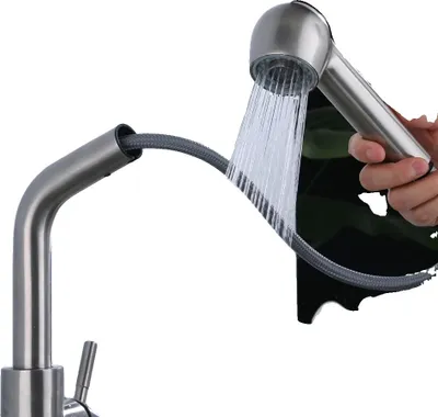 Obrázok produktu pre Kuchynská batéria, 304, nerezová oceľ, otočná o 360°, jednopáková, stropná, keramická kartuša