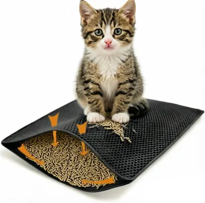 Imagen del producto de Alfombrilla absorbente para areneros, impermeable, de 40x50 cm, de doble capa, para controlar la arena para gatos