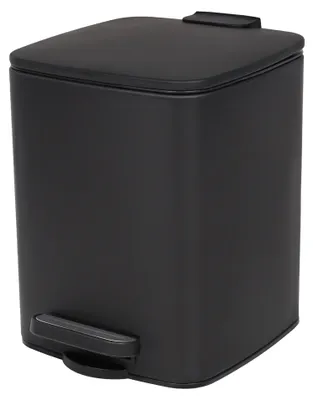 Produktbild von Badezimmer Abfalleimer mit Fußpedal, sanft schließend, 6 Liter, Schwarz matt