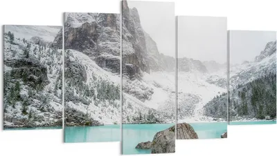 Produktbild von Bild auf Leinwand - Leinwandbild - 5 Teile - Berge See Schnee - 160x85cm - Wand Bild - Wanddeko - Wandbilder - Leinwanddruck - Bilder - Wanddekoration - Leinwand bilder - Wandbild - EA160x85-4377