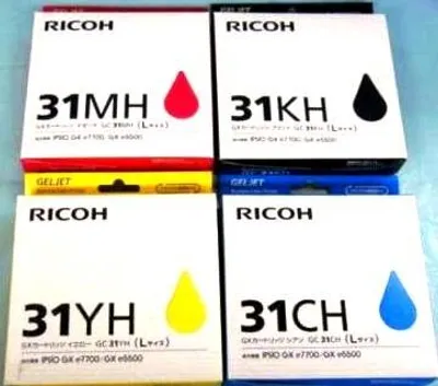 Produktbild von 4er RICOH GC-31KH GC-31CH GC-31MH GC-31Y Multipack Set Satz Gel Tintenpatronen