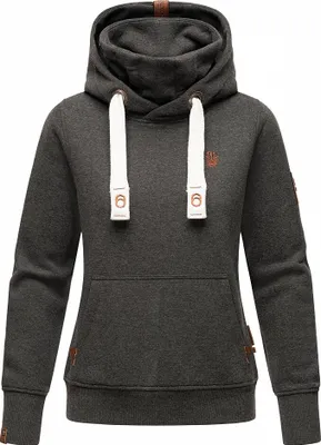 Produktbild von Navahoo Damen Sweatshirt Kapuzenpullover Kapuze Hoodie Pulli Warm Sweater Raniaa Dunkelgrau Melange Gr: 34 - XS