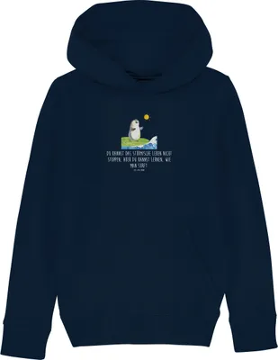 Produktbild von Mr. & Mrs. Panda Kinderpullover Pinguin Surfer 9-11 Jahre (134/146) - French Navy - Geschenk, Sweater, Optimistisch, Urlaub, Kapuzenpullover, Portugal, Motiviert, Hoodie