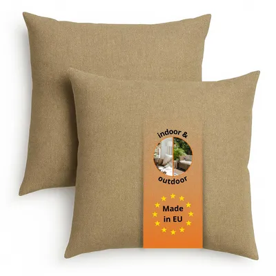 Productafbeelding van Set van 2 bankkussens, 40 x 40 cm, sierkussens, hoofdkussens, lichtbruin, sleepling