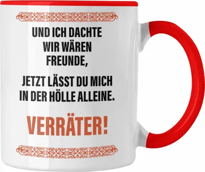 Produktbild von Trendation - Jobwechsel Tasse Geschenk Kollegin Kollege Lustig Abschiedsgeschenk Sprüche - Verräter (Rot)