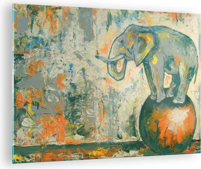 Produktbild von Bilder auf glas - Elefant Abstraktion - 70x50cm - Glasbilder - Wandbilder - Kunstdruck - zum Aufhängen bereit - Wanddekoration aus Glas - Glas Bilder - Wandbild auf Glas - Einteilig - GAA70x50-3566