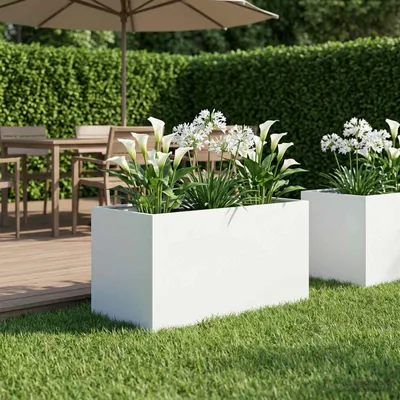 Image de Maison Exclusive - Jardinière blanche, 100 x 50 x 50 cm, en acier laminé à froid