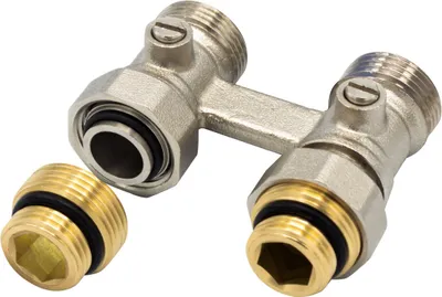Produktbild von Hahnblock Durchgang Gerade 3/4" AG x 1/2" Eurokonus Heizkörper Anschluss