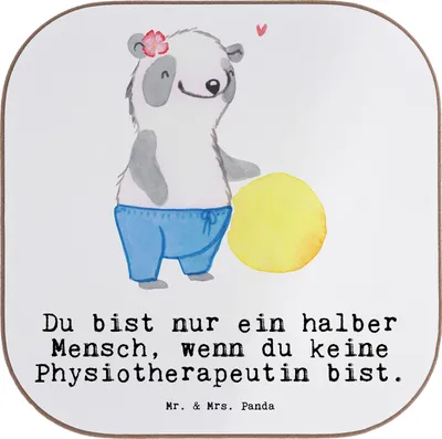 Produktbild von Mr. & Mrs. Panda Tassenuntersetzer Physiotherapeutin Herz - Weiß - Geschenk, gläseruntersetzer, Tischuntersetzer, Coaster, Untersetzer Glas, für Gläser