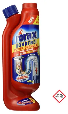 Obrázek produktu pro Rorax Rohrfrei Power granulát dávkovací láhev čistič odtoku 600g