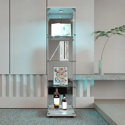 Immagine prodotto di Vetrina in vetro con 4 ripiani, illuminazione a LED, colore bianco