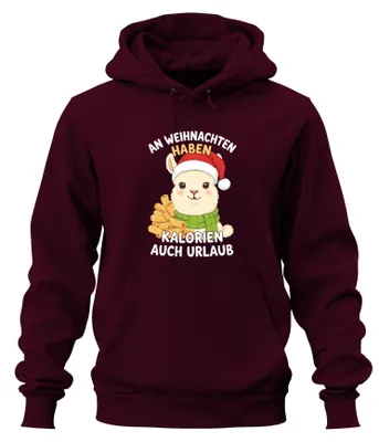 Produktbild von An Weihnachten haben Kalorien Urlaub Alpaka lustig Hoodie Kapuzenpullover, Burgundy, S