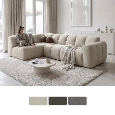 Produktbild von MIUFORM Picco, 6-Sitzer Ecksofa, Ecke links, Beige, KI-generiertes Bild