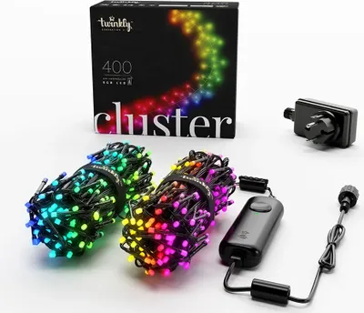 Zdjęcie produktu dla Twinkly Cluster 400 RGB LED, kiść, girlanda, czarny przewód, 6 m, IP44