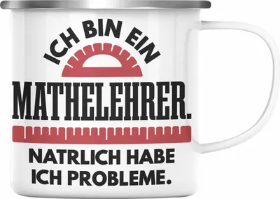 Produktbild von Trendation - Mathelehrer Emaille Tasse Mathematiker Emaille Tassen mit Spruch Lustig Emaille Emaille Tasse Geschenk Mathe Lehrer Sprüche (Silber)