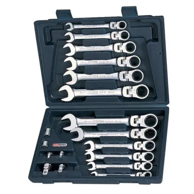 Image de KS TOOLS GEARplus Jeu de clés mixtes à cliquet articulées, 18 pièces (503.4868)