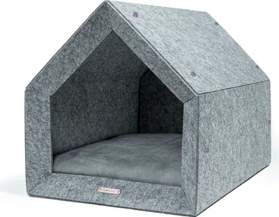 Produktbild von Rexproduct - PetHome 2.0 Hundehütte mit Liegefläche und Dach Biss- und Kratzfest Gute Schalldämmung Umweltfreundlich  Größe L Hellgrau und grau