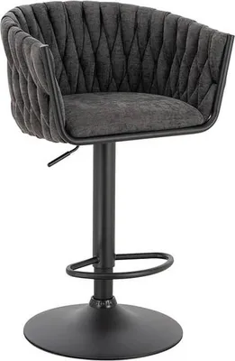 Produktbild von HOME DELUXE Barhocker SAMIR – Dunkelgrau, gewebt, höhenverstellbar (7er Set) | Moderner Tresenhocker mit Stoffbezug & Fußstütze