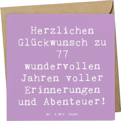 Produktbild von Mr. & Mrs. Panda Deluxe Karte Spruch 77. Geburtstag - Lavendeltraum - Geschenk, faltkarte, Abenteuer, besonderes, Erinnerungen, anlasskarte, doppelkarte, Liebe, Alter