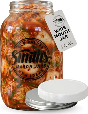 Produktbild von Famanu Glasbehälter 1 Gallone mit breiter Öffnung und 2 Schraubdeckeln - transparent