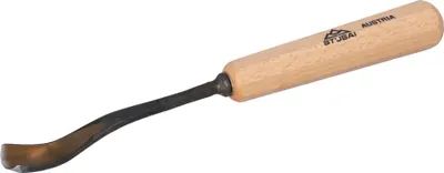 Produktbild von STUBAI Stemmeisen Stechbeitel Serie 52 - Form 30 | Gekröpftes Hohleisen 14 mm, mit Holzgriff, für Figurenarbeiten, Darstellung von welligem Haar und Wasser, zur präzisen Bearbeitung von Holz