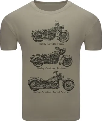 Zdjęcie produktu dla Koszulka męska Diarbo z nadrukiem miłośnika motoryzacji kizze 3 Harleyów Khaki rozmiar M