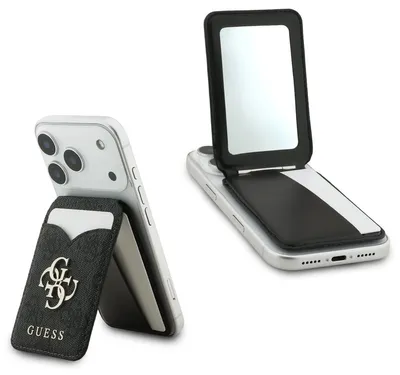 Obrázok produktu pre GuessPolyuretán4G Mirror MagSafe držiak na karty a stojan čierny (GUWMSMIP4GK)