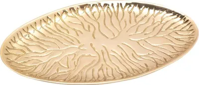 Produktbild von Kerzenteller Oval 18x9cm Messing Gold Poliert Kerzenhalter Untertasse Dekoteller