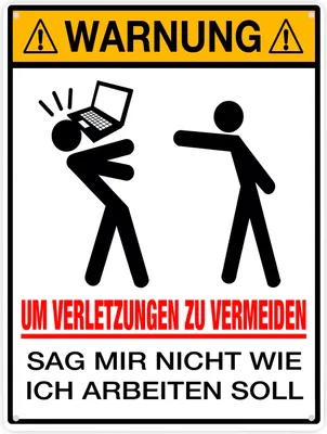 Produktbild von Metallschild XXL in 28x38 cm Warnung am Arbeitsplatz für Arbeitnehmer Geschenk