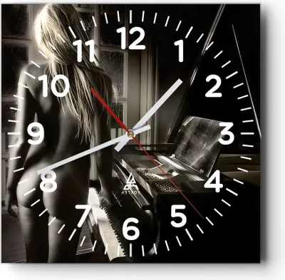 Produktbild von Wanduhr - Quadrat - Glasuhr - Frau Nackt Geheimnis - 40x40cm - Schleichendes Uhrwerk - Lautlos - zum Aufhängen bereit - Dekoration Modern - Wanddekoration aus Glas - C4AC40x40-0114
