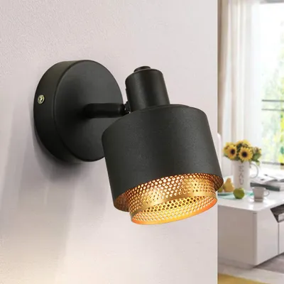 Obrázek produktu pro ZMH nástěnné světlo černé retro stropní světlo s otočným reflektorem stropní světlo vintage E14 kov 25W