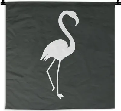 Produktbild von MuchoWow® Wandteppich Wandbehang Flamingo - Scherenschnitt - Weiß 150x150 cm Tapisserie Dekoration Wandtuch - Wohnaccessoires - Modernes