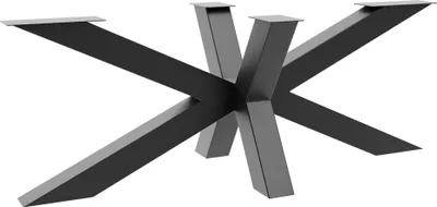 A black metal table base with a star-shaped design, shown against a white background.