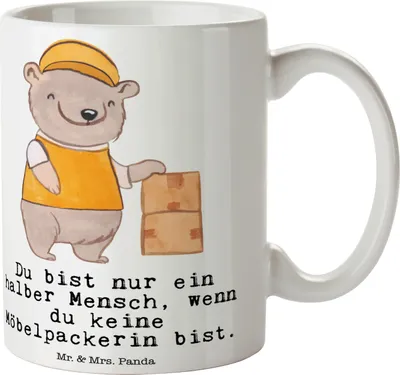 Produktbild von Mr. & Mrs. Panda Teepott Möbelpackerin Herz - Weiß - Geschenk, Trinkbecher, Lustig, Spruch, Witzig, Kaffeetasse, Umzugsfirma, Umzugsservice, Becher, Dekotasse