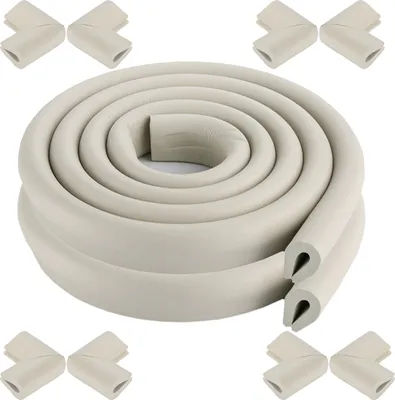 Image de CANDeal 4 mètres de protection de bords en forme de U et 8 x kit de protection de coins, facile à installer, mousse de première qualité haute densité protection bébé outil ménager pour table, banc et autres meubles de maison - Gris