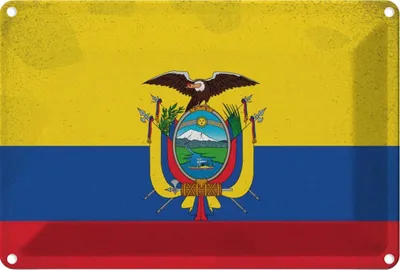 Produktbild von vianmo Blechschild 12x18 cm Ecuador Vintage Flagge Fahne Wappen