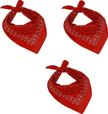Produktbild von Betz 3er Pack Nickituch mit blauen Herzen Halstuch Bandana Kopftuch Größe ca. 55 x 55 cm 100% Baumwolle Farbe rot