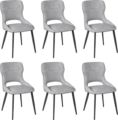 Produktbild von WOLTU Esszimmerstühle 6er Set, Küchenstühle, Wohnzimmerstühle, Samt Stuhl, Gepolsterte Stühle, Grau