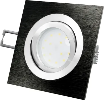 Produktbild von QF-2 Deckeneinbauleuchte flach eckig schwarz LED Einbaustrahler dimmbar ohne Dimmer mit fourSTEP Modul 4W neutralweiß 230V