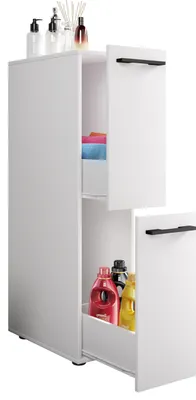 Image de Meuble de salle de bain en bois | Meuble de salle de bain | Meuble de niche | Séparateurs avec deux tiroirs | Armoire haute | dimensions env. H. 110 x W. 25 x D. 50 cm - Sadilo L