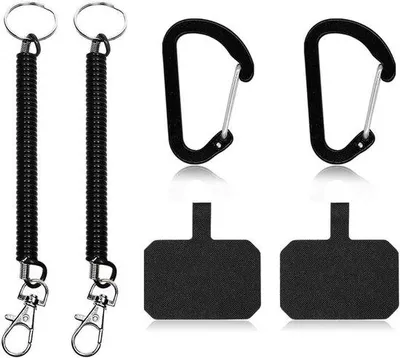 Produktbild von Schwarze Telefondurchlässe mit Diebesicherung und Karabinerhaken - Set aus 2 Stücken
