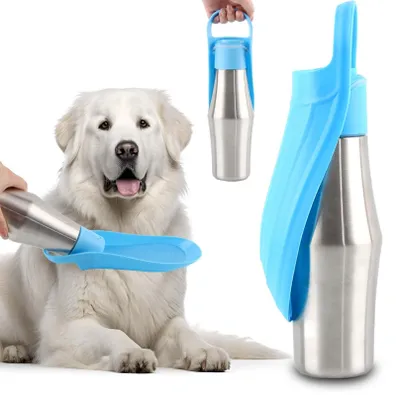 Produktbild von Hundeflasche 750 ml – Tragbare Trinkflasche – Edelstahl – Antibakteriell – Auslaufsicher – Faltbar – Hundetrinkflasche