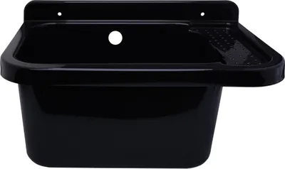 A black sink is shown against a white background.