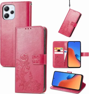 Produktbild von König Design Hülle kompatibel mit Xiaomi Rdemi 12 5G Kunstleder Handyhülle - Handy Case Magentarot