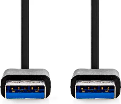 Produktbild von Nedis USB-Kabel - USB 3.2 Gen 1 - USB-A Stecker - USB-A Stecker - 18 W - 5 Gbps - Vernickelt - 1.00 m - Rund - PVC - Schwarz - Label